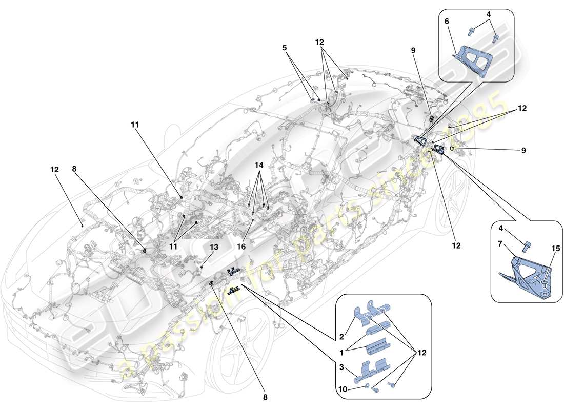 Ferrari FF (Europe) VARIOUS FASTENINGS FOR THE ELECTRICAL SYSTEM Part Diagram