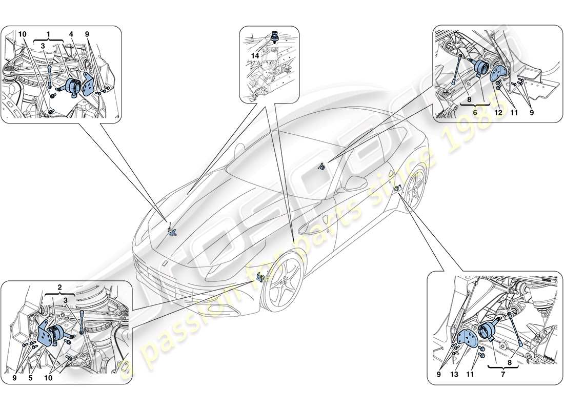 Ferrari FF (Europe) ELECTRONIC MANAGEMENT (SUSPENSION) Part Diagram