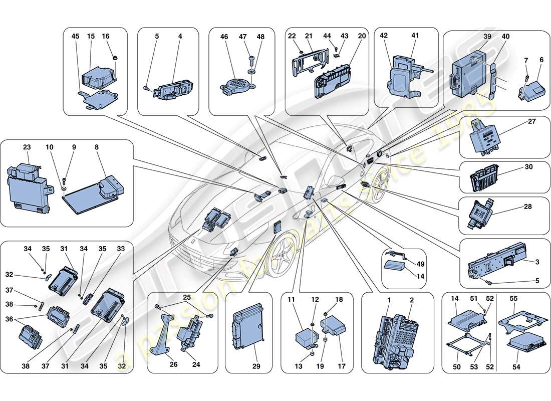 Ferrari FF (Europe) VEHICLE ECUs Part Diagram