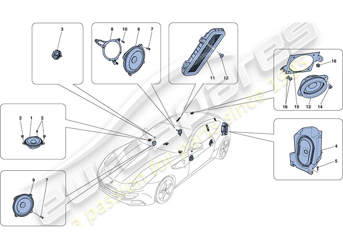 Ferrari FF (Europe) AUDIO SPEAKER SYSTEM Part Diagram