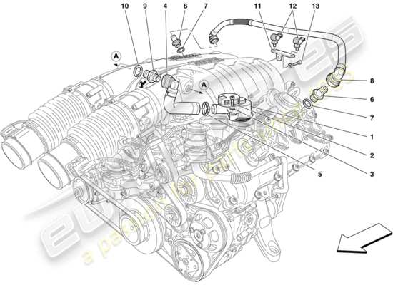 a part diagram from the Ferrari California (RHD) parts catalogue