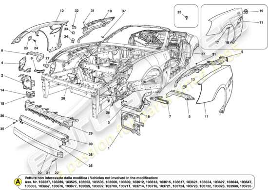 a part diagram from the Ferrari California (RHD) parts catalogue