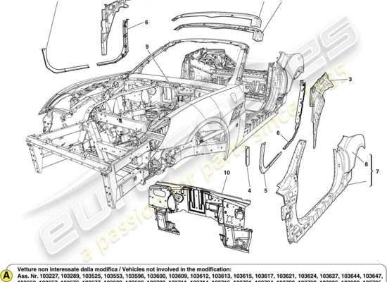 a part diagram from the Ferrari California parts catalogue