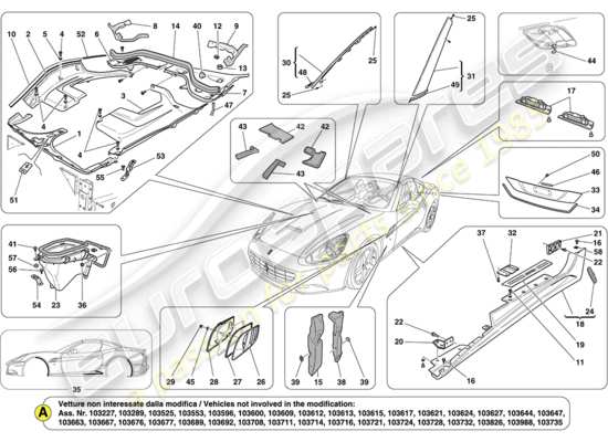 a part diagram from the Ferrari California (RHD) parts catalogue