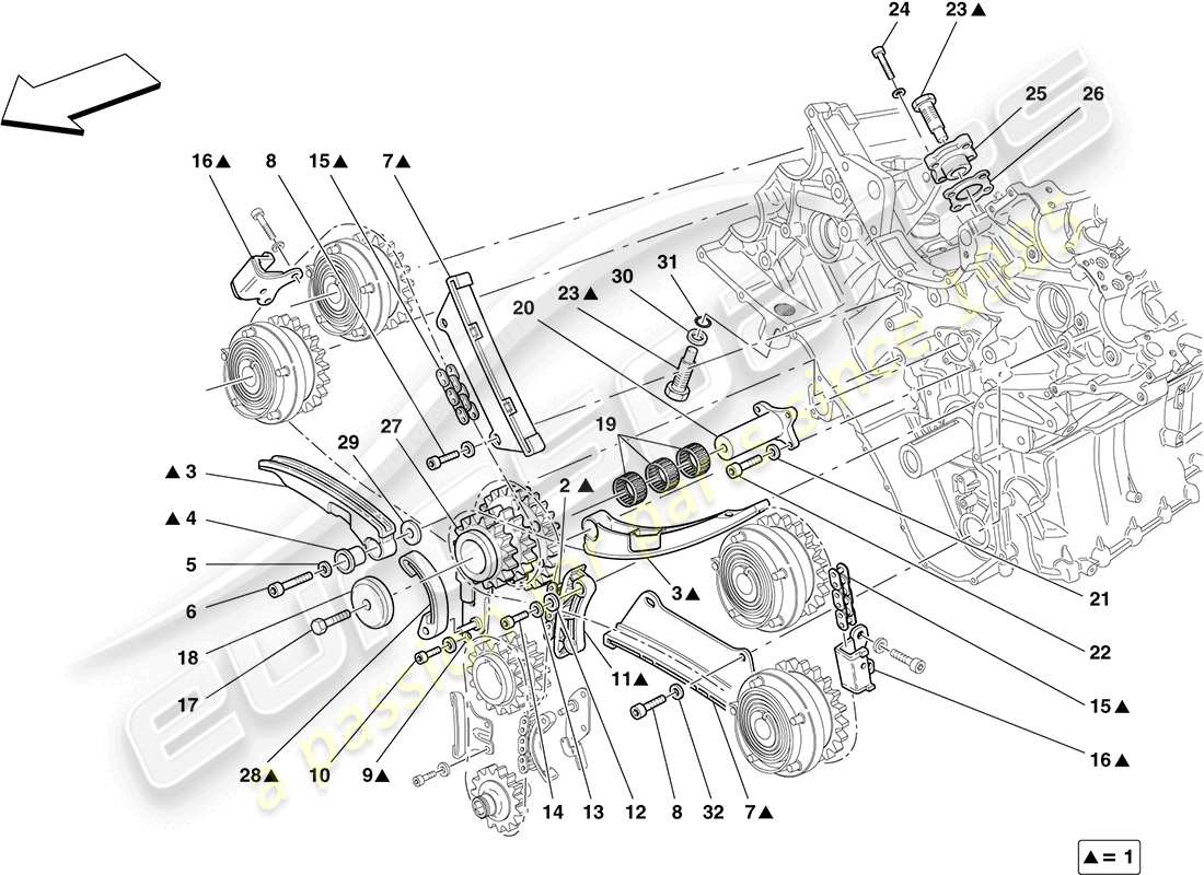 Ferrari California (USA) timing system - drive Parts Diagram