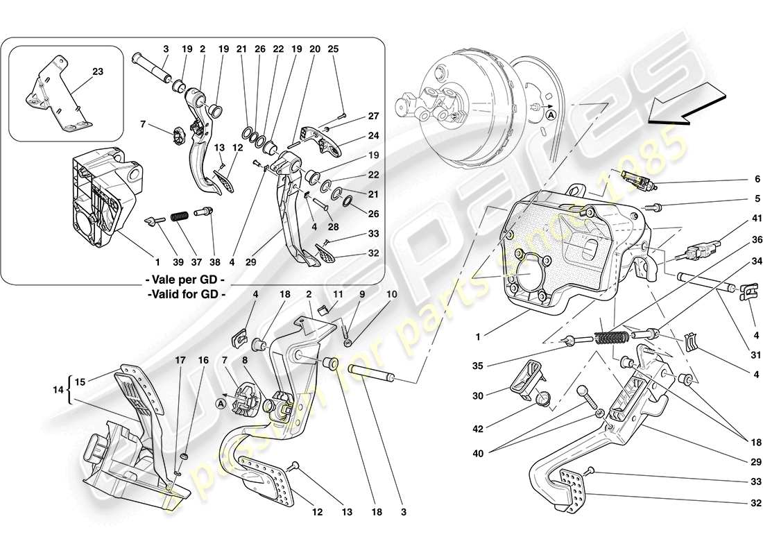 Ferrari California (USA) COMPLETE PEDAL BOARD ASSEMBLY Parts Diagram