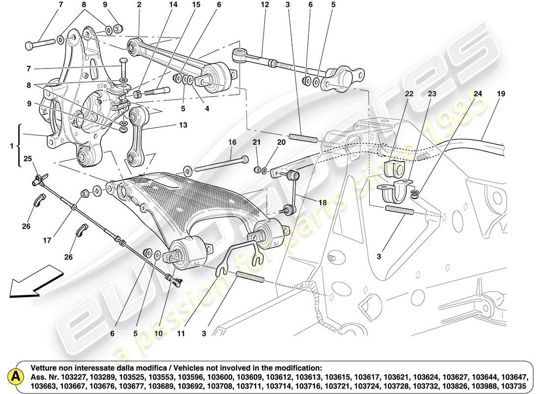 Ferrari California (USA) Rear Suspension Parts Diagram
