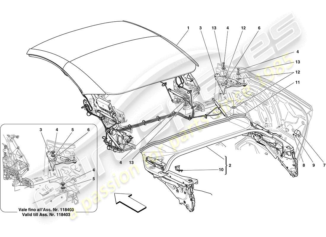 Ferrari California (USA) ELECTRIC ROOF: STRUCTURE Parts Diagram