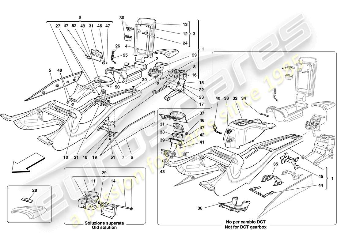 Ferrari California (USA) CENTRE TUNNEL AND ACCESSORY UNIT Parts Diagram