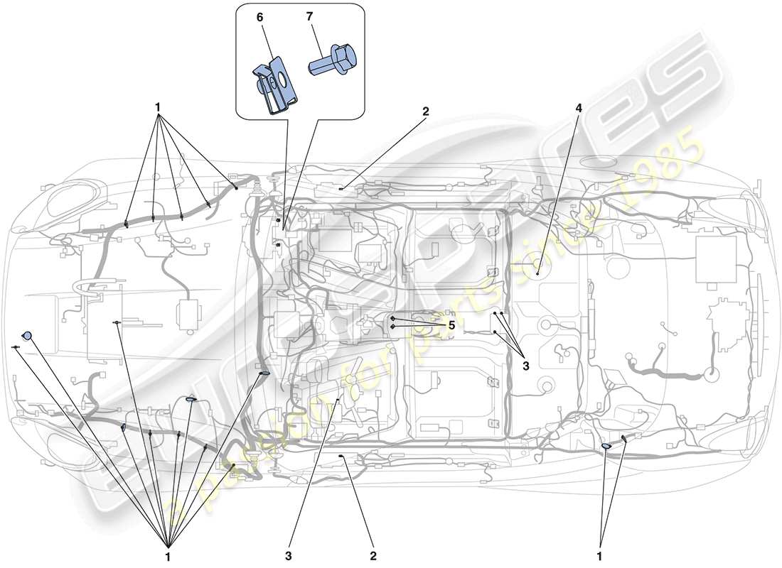 Ferrari California (USA) VARIOUS FASTENINGS FOR THE ELECTRICAL SYSTEM Parts Diagram