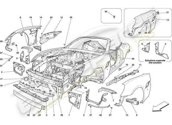 a part diagram from the Ferrari California parts catalogue