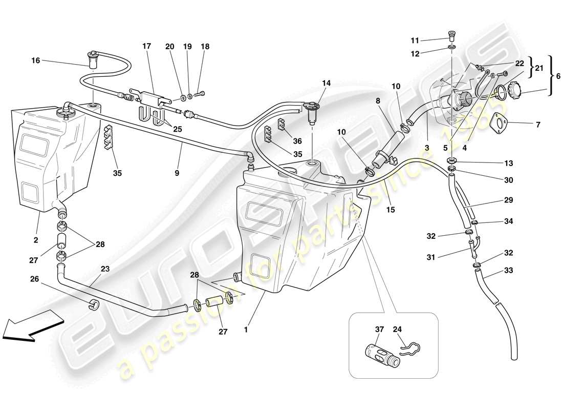 Ferrari F430 Scuderia Spider 16M (Europe) FUEL TANKS AND FILLER NECK Part Diagram