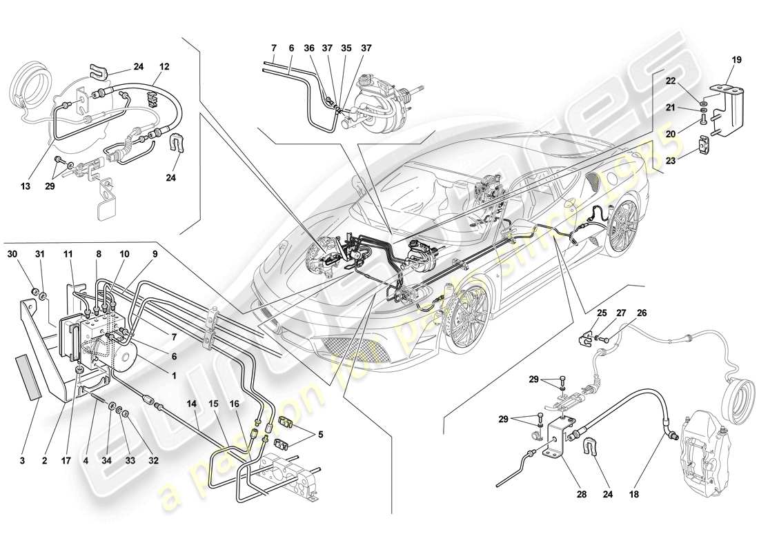 Ferrari F430 Scuderia Spider 16M (Europe) Brake System Part Diagram