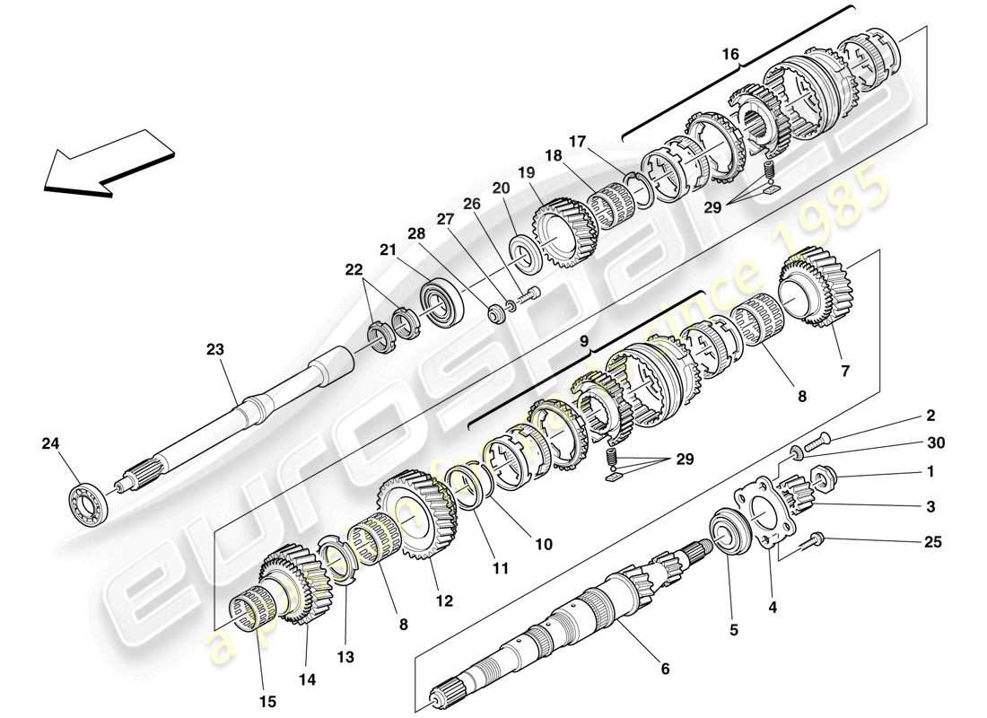 Ferrari F430 Scuderia Spider 16M (RHD) PRIMARY SHAFT GEARS Part Diagram