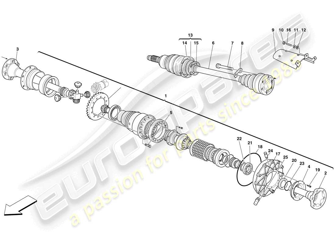 Ferrari F430 Scuderia Spider 16M (RHD) DIFFERENTIAL AND AXLE SHAFT Part Diagram