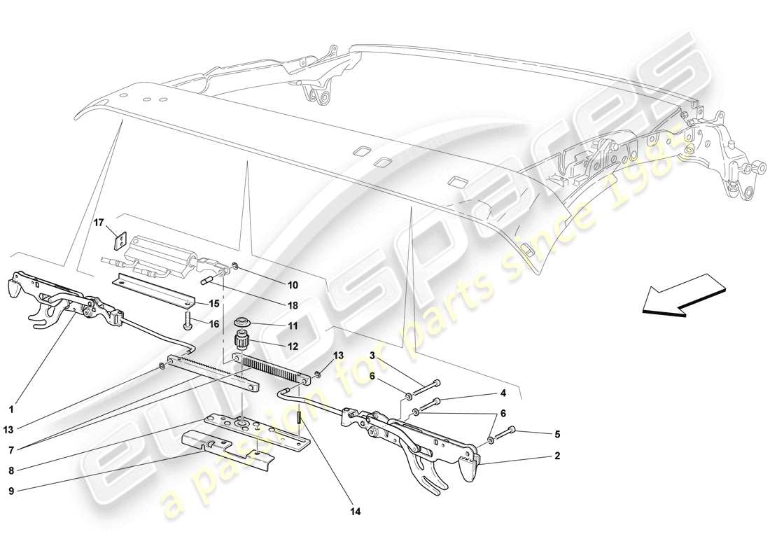 Ferrari F430 Scuderia Spider 16M (RHD) FRONT ROOF LATCH Part Diagram