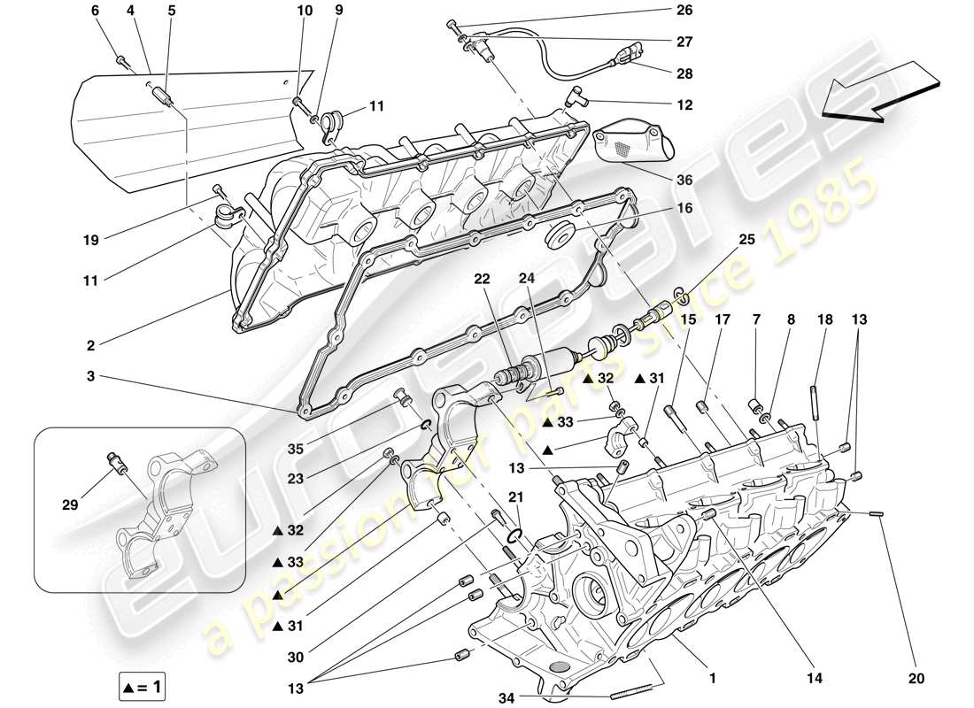 Ferrari F430 Scuderia Spider 16M (USA) right hand cylinder head Part Diagram