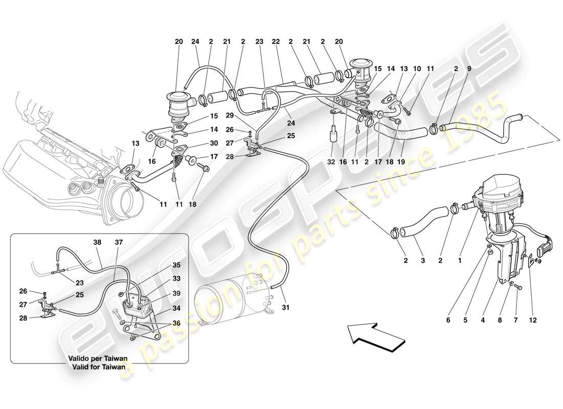Ferrari F430 Scuderia Spider 16M (USA) secondary air system Part Diagram
