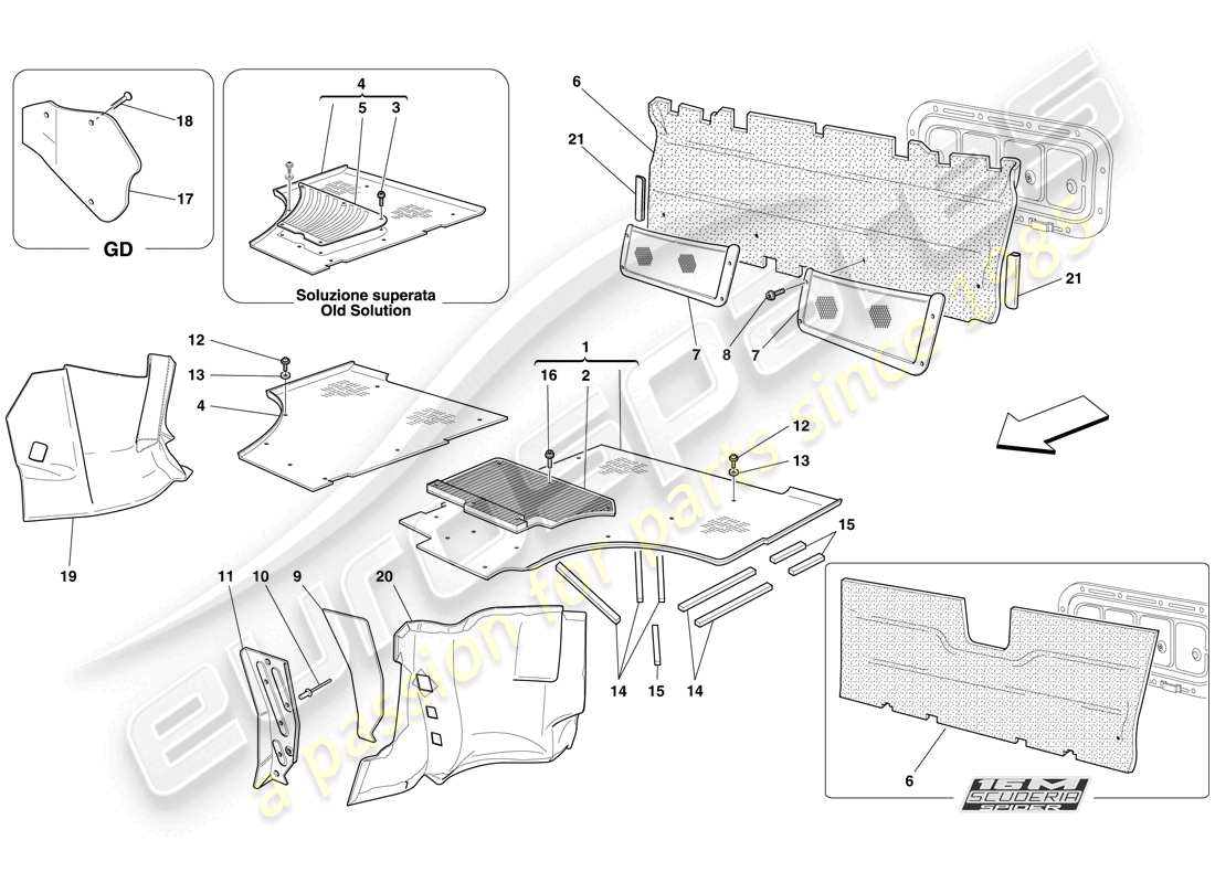 Ferrari F430 Scuderia Spider 16M (USA) PASSENGER COMPARTMENT MATS Part Diagram