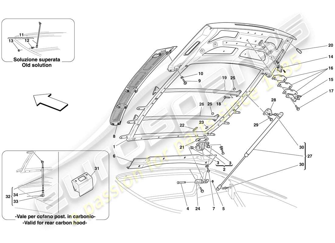 Ferrari F430 Scuderia Spider 16M (USA) ENGINE COMPARTMENT LID Part Diagram