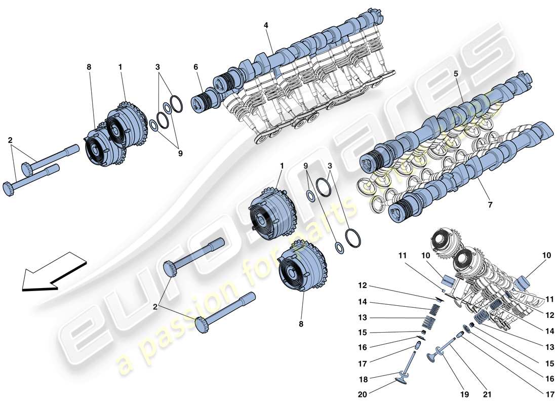 Ferrari 458 Italia (Europe) timing system - tappets Part Diagram