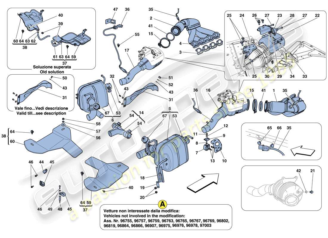 Ferrari 458 Italia (Europe) Exhaust System Part Diagram