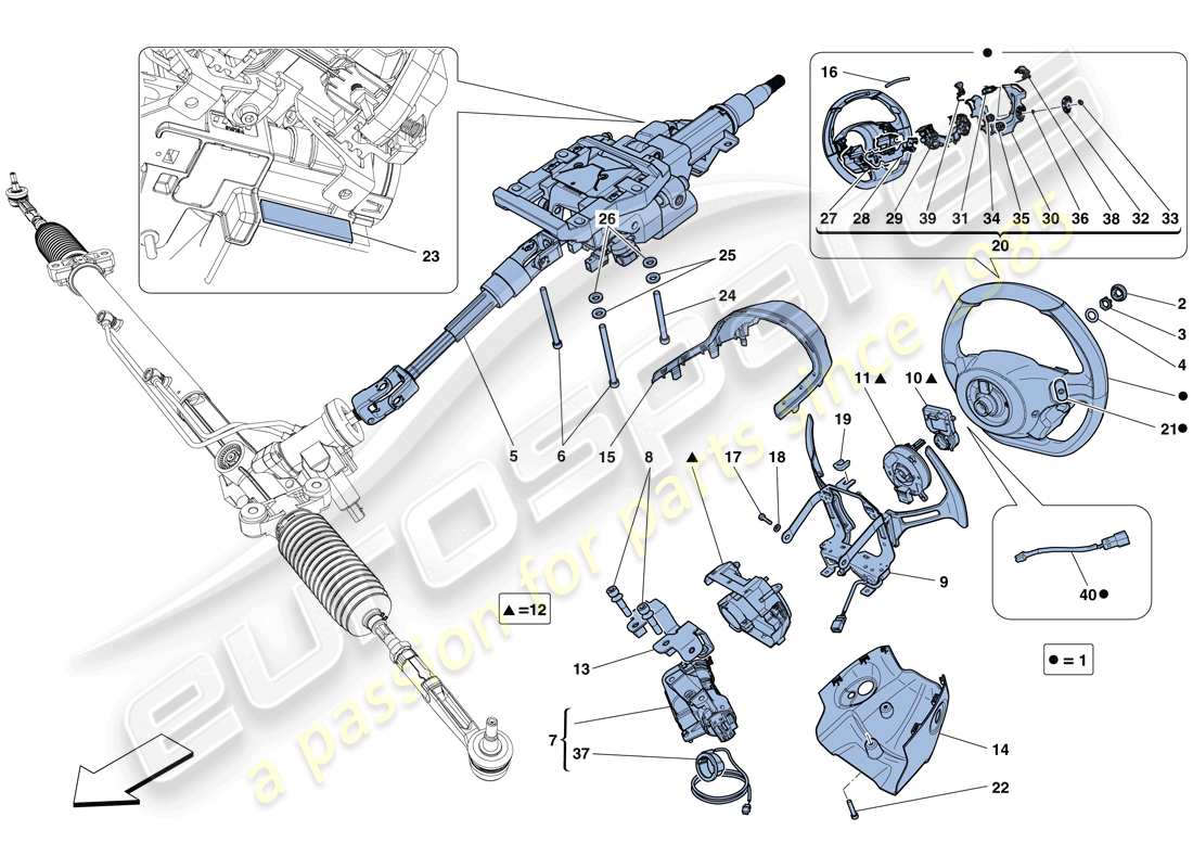 Ferrari 458 Italia (Europe) Steering Control Part Diagram