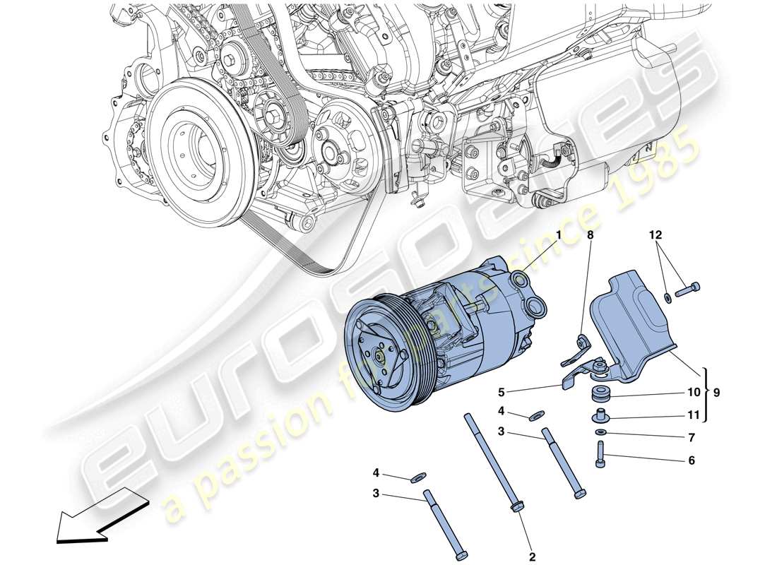 Ferrari 458 Italia (Europe) AC SYSTEM COMPRESSOR Part Diagram