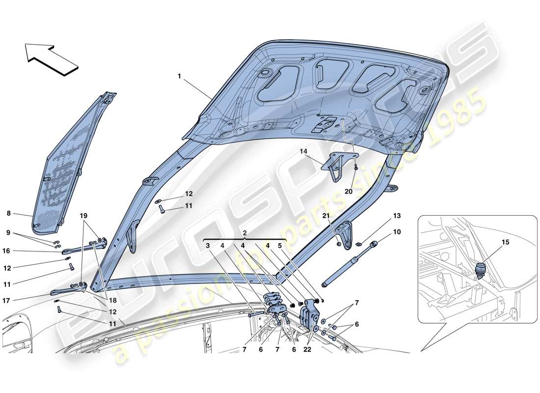 Ferrari 458 Italia (Europe) ENGINE COMPARTMENT LID Part Diagram