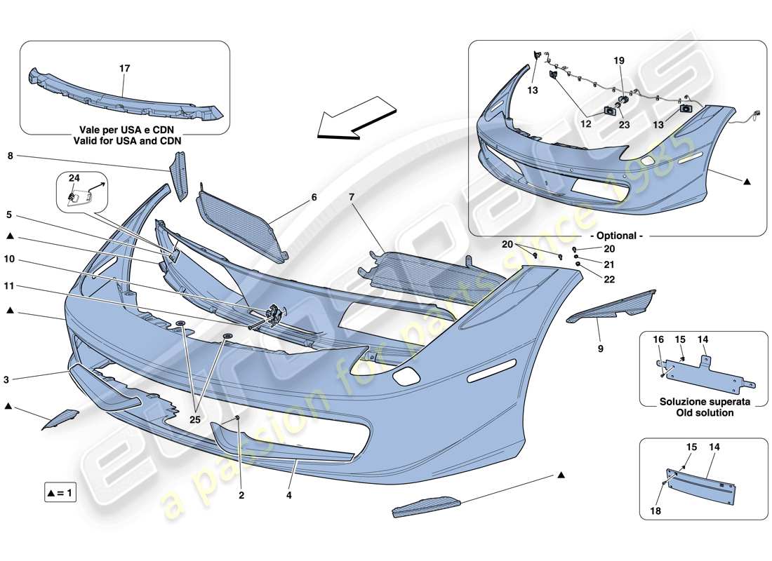 Ferrari 458 Italia (Europe) FRONT BUMPER Part Diagram