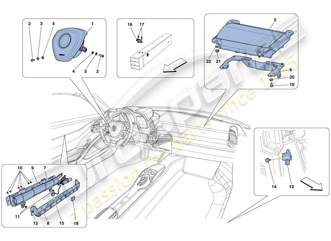 Ferrari 458 Italia (Europe) AIRBAGS Parts Diagram