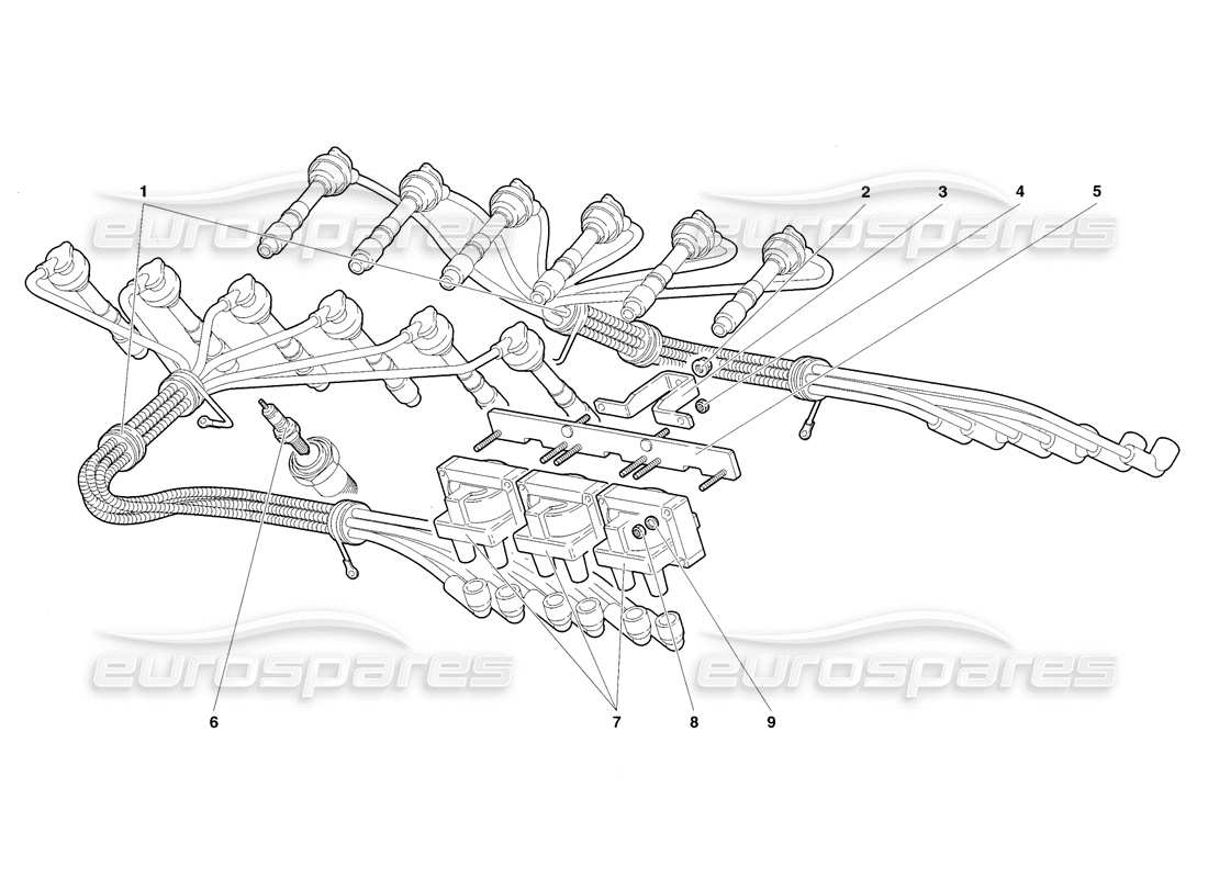 Lamborghini Diablo SV (1998) Electrical Components Parts Diagram