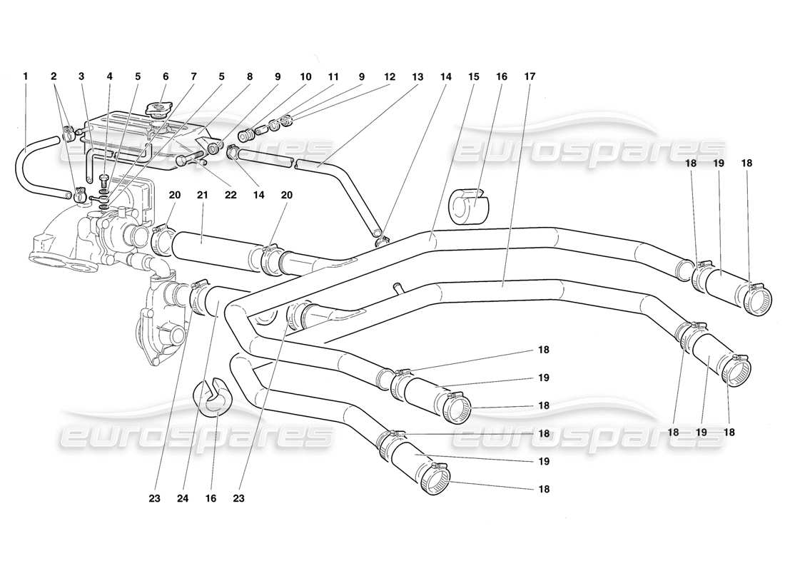 Lamborghini Diablo SV (1998) Water Cooling System Parts Diagram