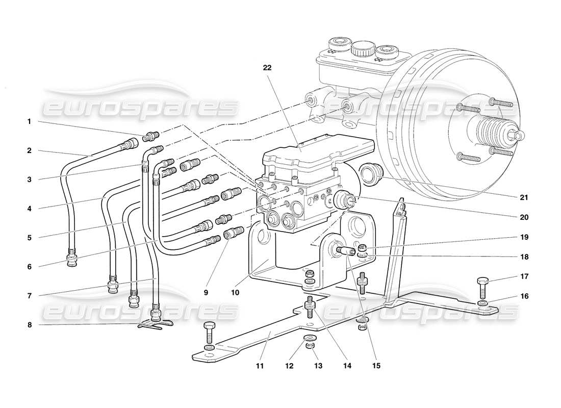 Lamborghini Diablo SV (1998) Electrohydraulic ABS ECU Parts Diagram