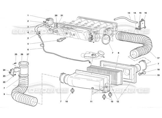 a part diagram from the Lamborghini Diablo parts catalogue