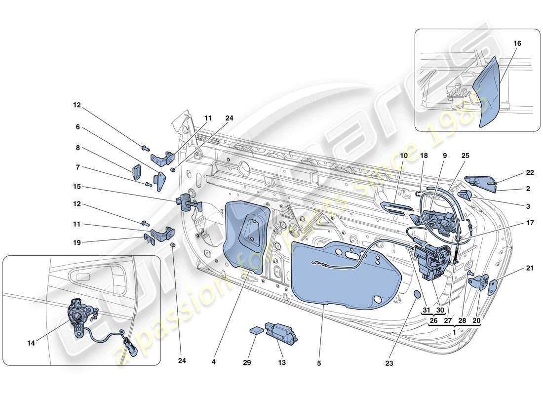 Ferrari 458 Italia (RHD) DOORS - OPENING MECHANISM AND HINGES Parts Diagram