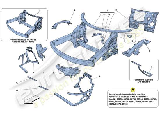 a part diagram from the Ferrari 458 Italia (RHD) parts catalogue