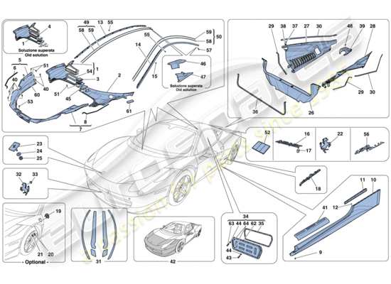 a part diagram from the Ferrari 458 Italia (RHD) parts catalogue