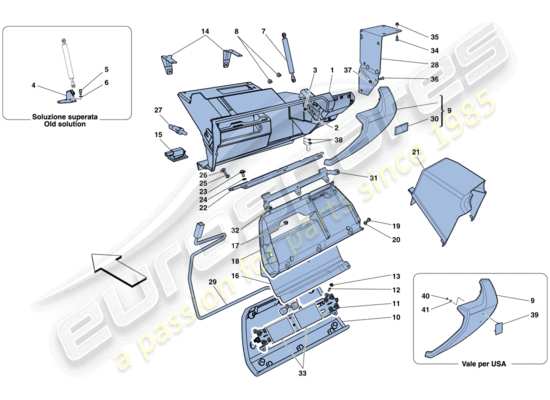 a part diagram from the Ferrari 458 Italia (USA) parts catalogue