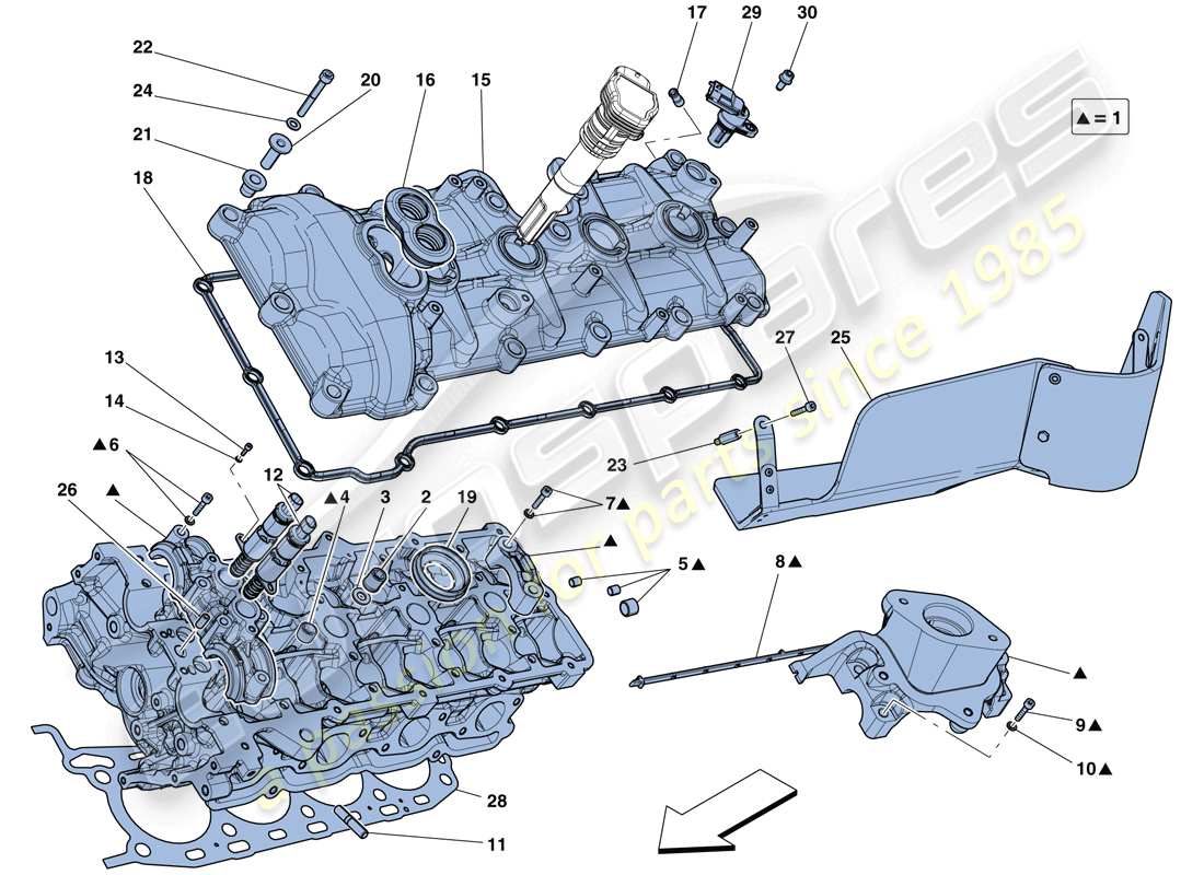 Ferrari 458 Spider (Europe) left hand cylinder head Parts Diagram