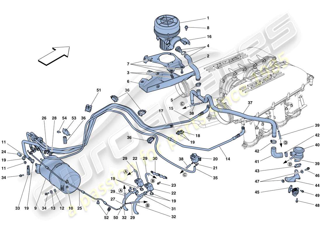 Ferrari 458 Spider (Europe) secondary air system Part Diagram