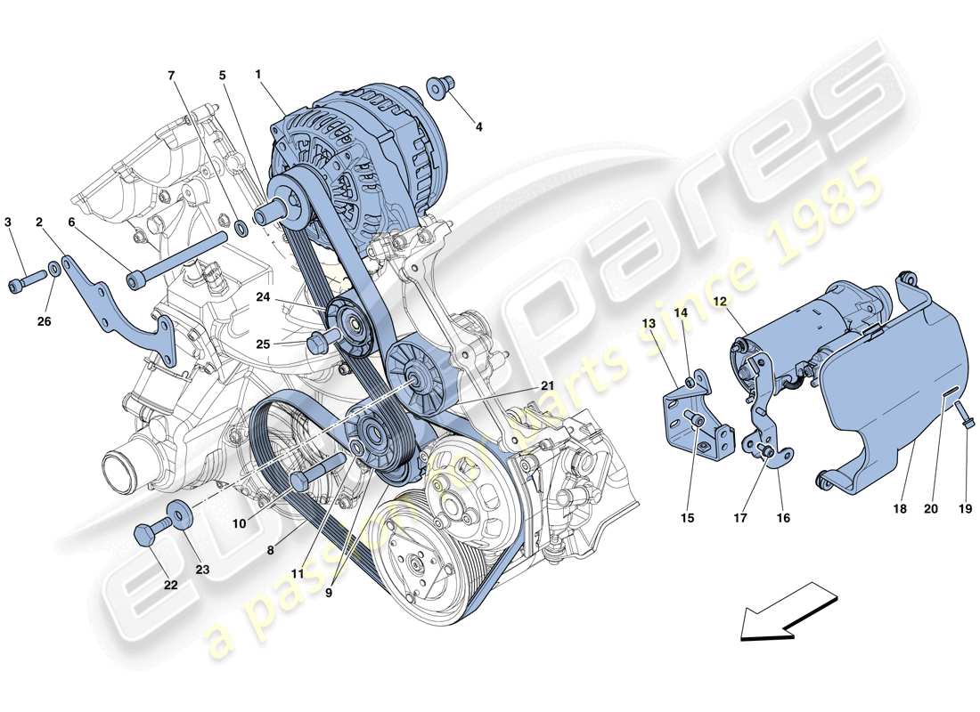 Ferrari 458 Spider (Europe) ALTERNATOR - STARTER MOTOR Parts Diagram