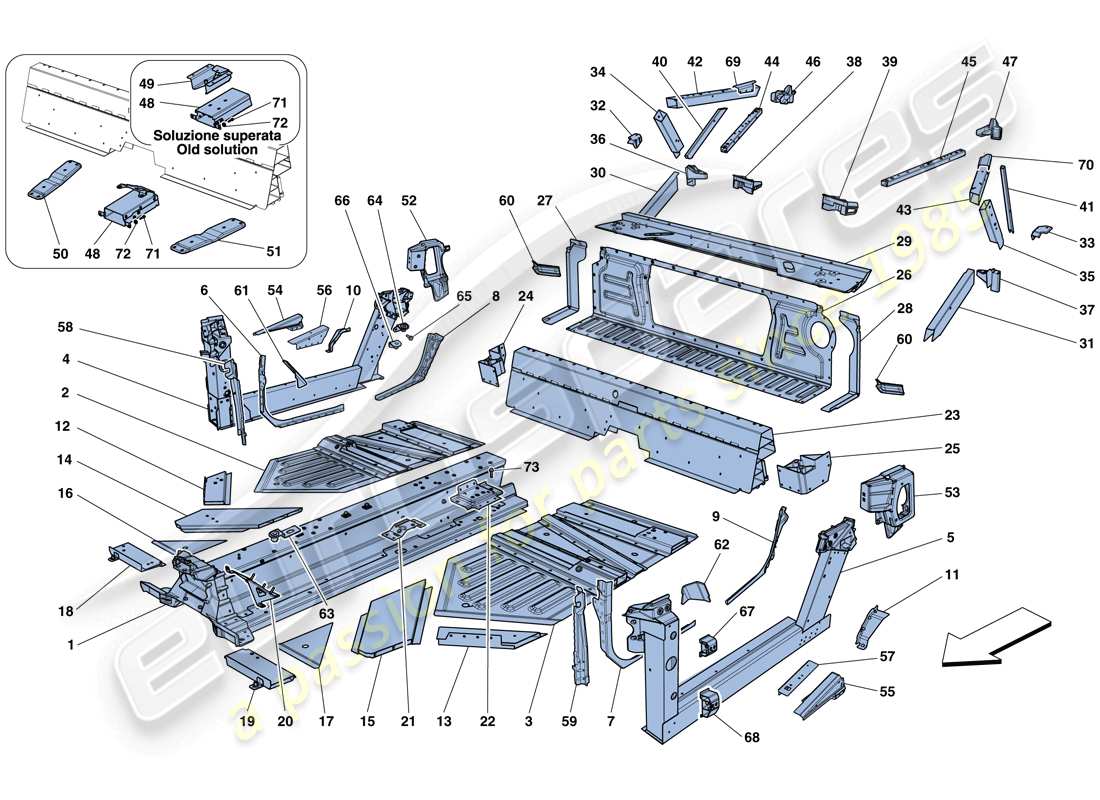 Ferrari 458 Spider (Europe) CENTRAL ELEMENTS AND PANELS Part Diagram