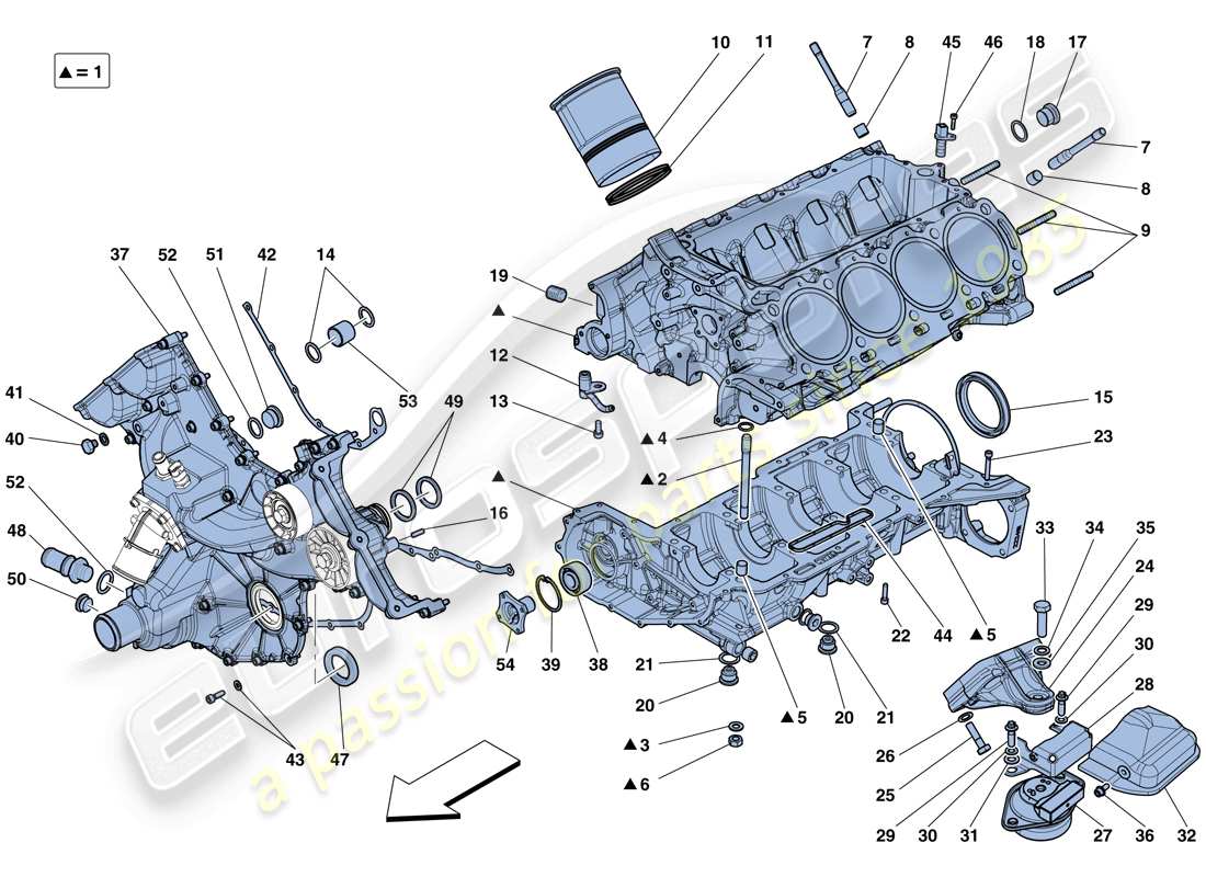 Ferrari 458 Spider (RHD) crankcase Part Diagram