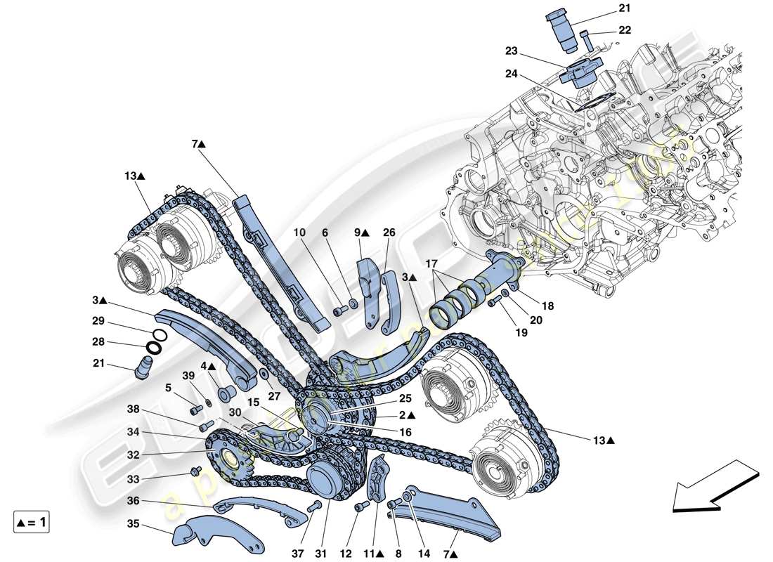 Ferrari 458 Spider (RHD) timing system - drive Parts Diagram