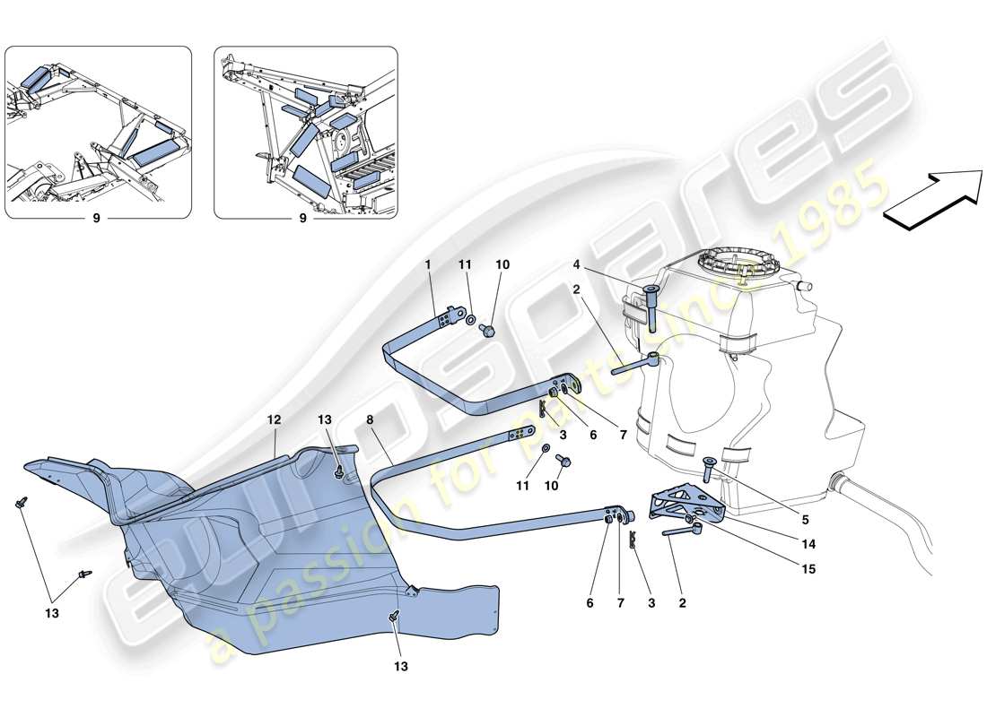 Ferrari 458 Spider (RHD) FUEL TANKS - FASTENERS AND GUARDS Part Diagram