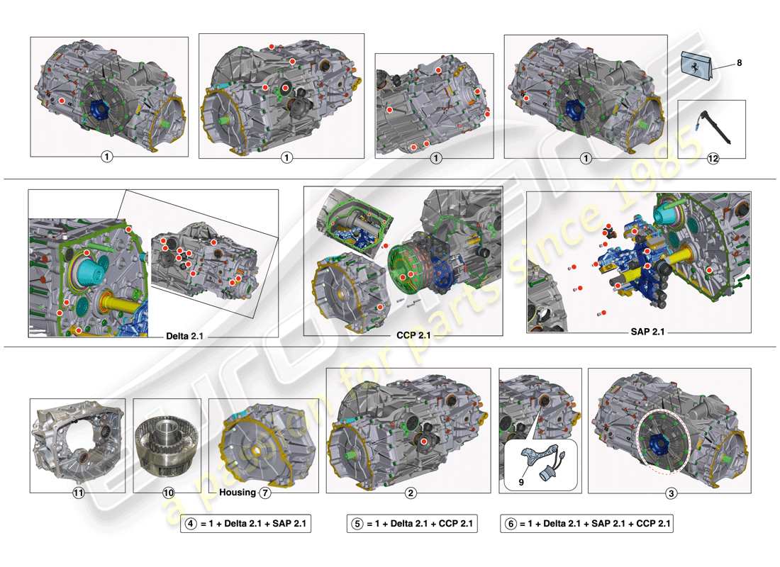 Ferrari 458 Spider (RHD) GEARBOX REPAIR KIT Part Diagram