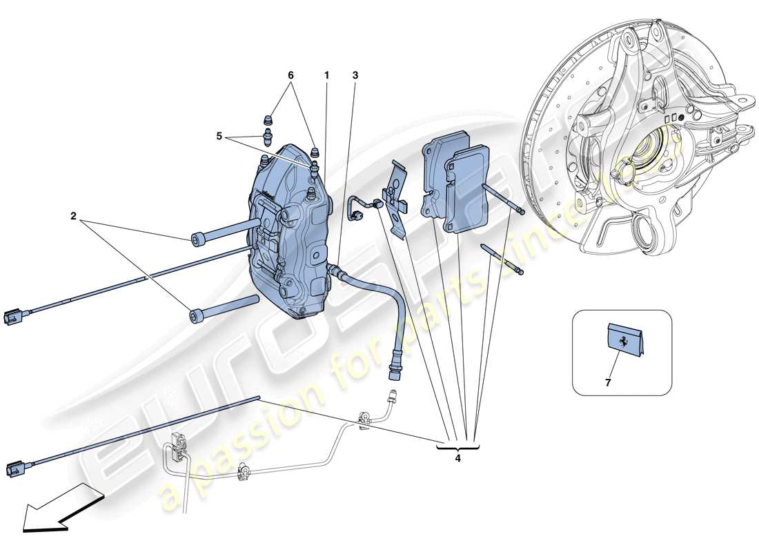 Ferrari 458 Spider (RHD) REAR BRAKE CALLIPERS Parts Diagram