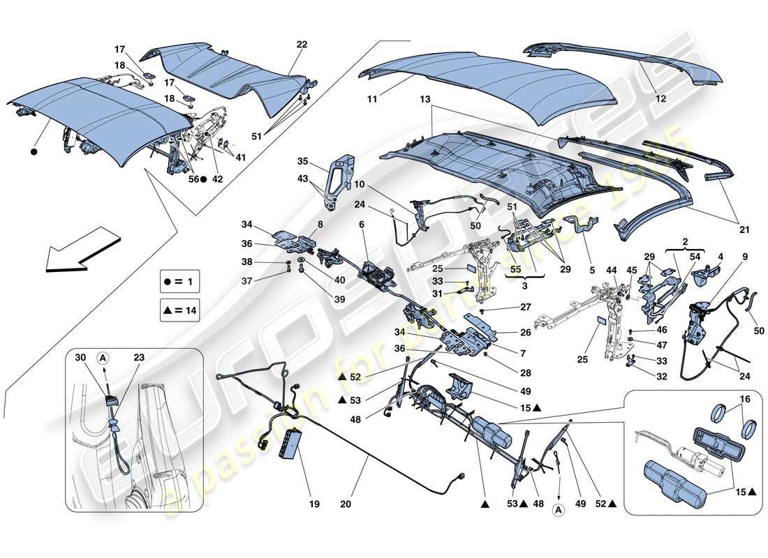 Ferrari 458 Spider (RHD) ROOF Part Diagram