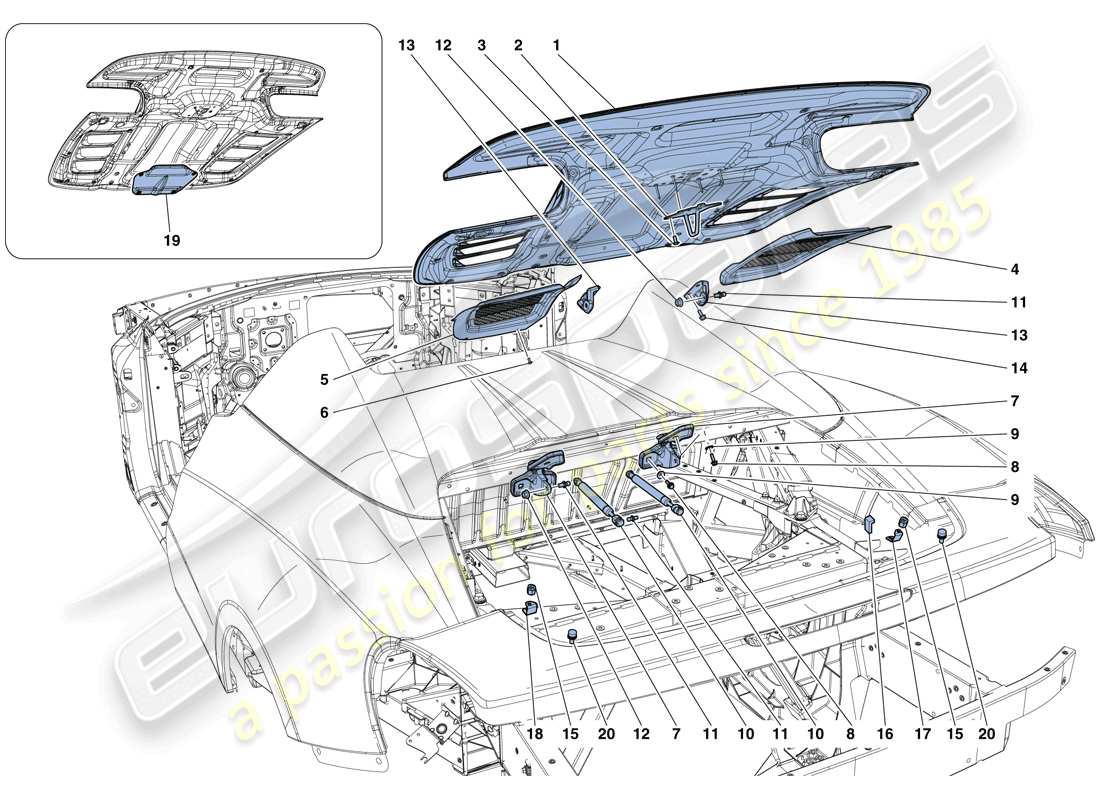 Ferrari 458 Spider (RHD) ENGINE COMPARTMENT LID Part Diagram